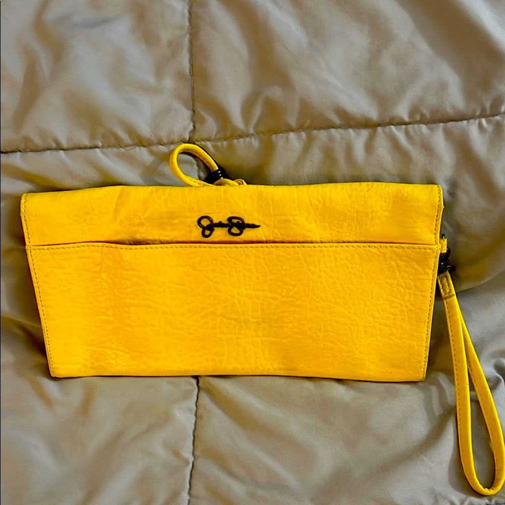 Bright Yellow Leather Wristlet